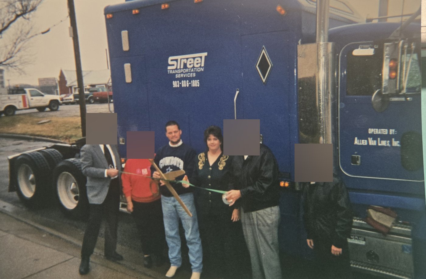Street Transportation Services ribbon-cutting at the original blue Peterbilt — Commerce TX